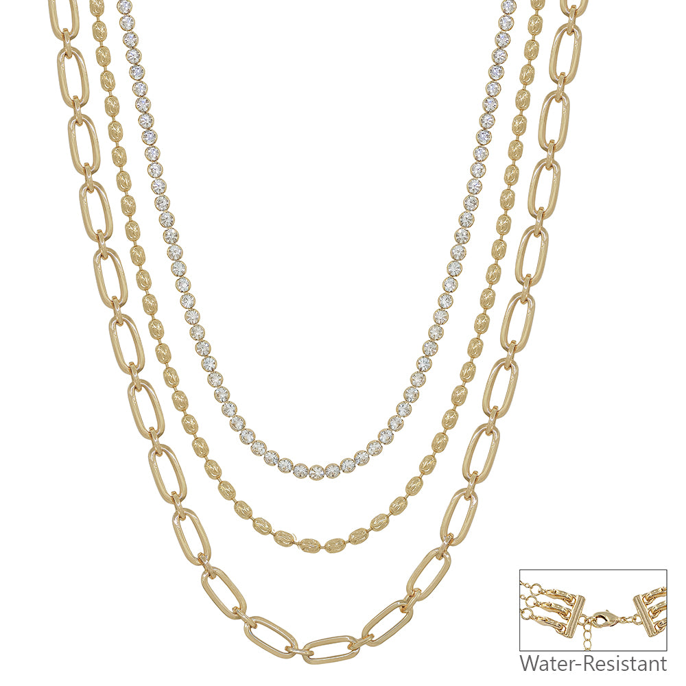 Water Resistant 3 Layered Multi Way Stone 16"-18" Necklace