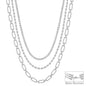 Water Resistant Silver 3 Layered Multi Way Stone 16"-18" Necklace