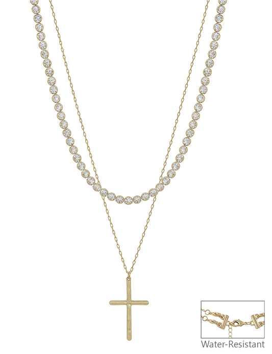 Water Resistant Gold 2 Layered Multi Way Stone 16"-18" Necklace
