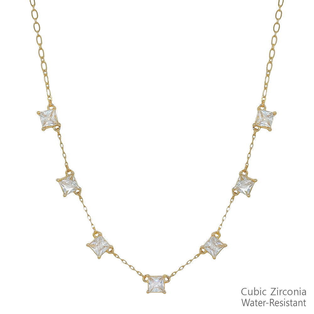 Water Resistant 6MM Stone Layered 16"-18" Necklace