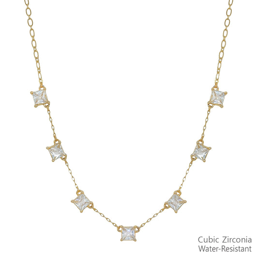 Water Resistant 6MM Stone Layered 16"-18" Necklace