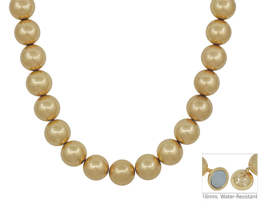 Water Resistant 16MM Gold Metal Ball Magnetic 18" Necklace