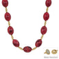 Water Resistant Maroon Acylic and Gold Oval Chunky Beaded 18" Magnetic Closure Necklace