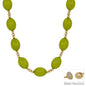 Water Resistant Olive Green Acylic and Gold Oval Chunky Beaded 18" Magnetic Closure Necklace