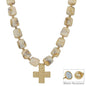 Water Resistant 16MM Natural Resin Beaded Cross 18" Necklace