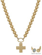 Water Resistant 10MM Gold Beaded Oval Cross Necklace