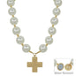 Water Resistant 20MM Pearl Beaded with 1.5" Cross Charm Necklace