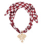 Burgandy and White Gameday Scarf Necklace with Gold Elephant Charm,  VERY POPULAR!
