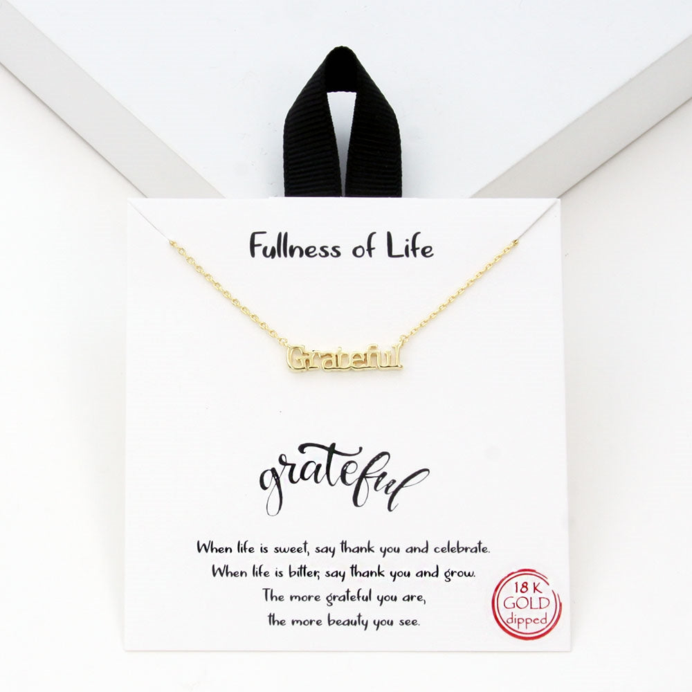 "Fullness of Life" Grateful 18K Gold Plated 16"-18" Necklace