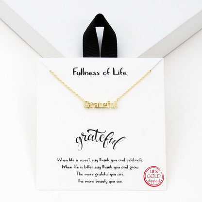 "Fullness of Life" Grateful 18K Gold Plated 16"-18" Necklace