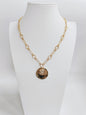 Gold Open Chain with Hammered Circle 16"-18" Necklace