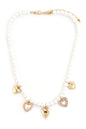 Pearl Beaded with Heart Charms 16"-18" Necklace