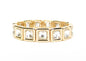 Gold Clear Crystal with Gold Sqaure Stretch Bracelet