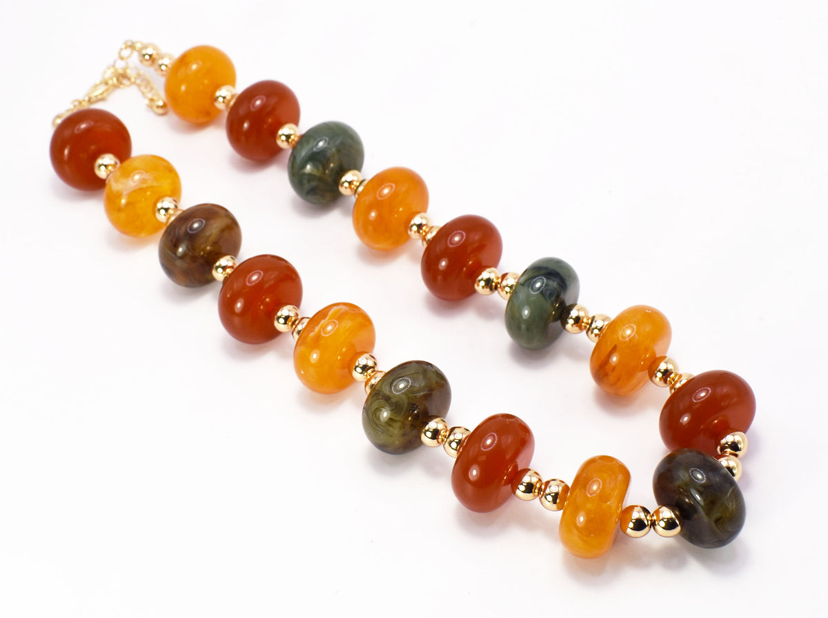 Brown Multi Acrylic Oval 16"-18" Necklace