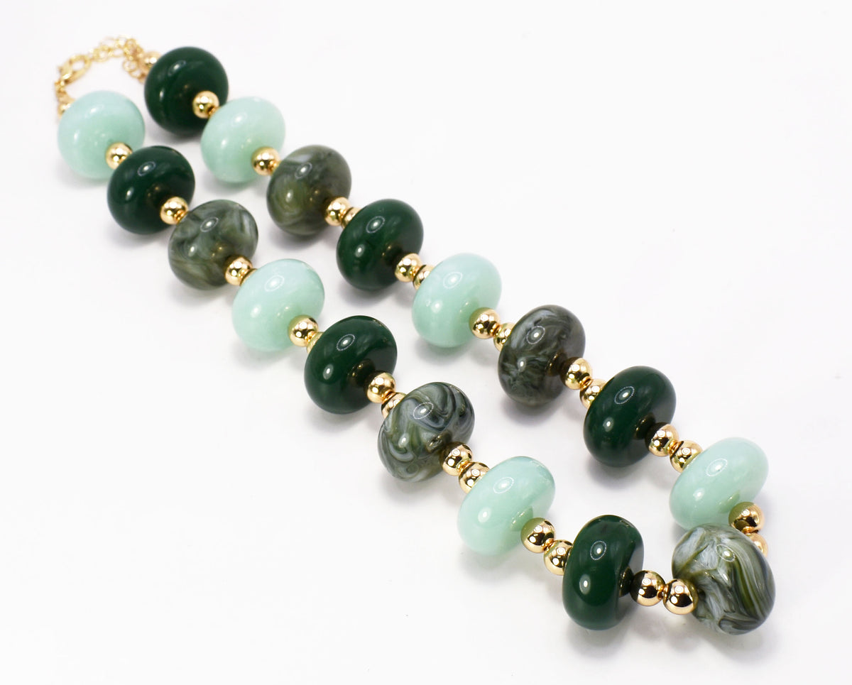 Green Multi Acrylic Oval 16"-18" Necklace