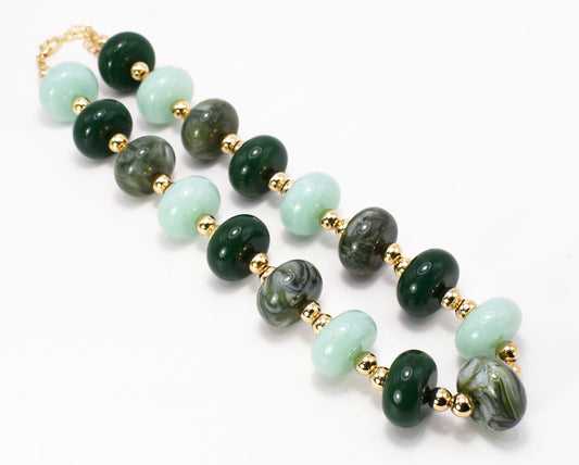 Green Multi Acrylic Oval 16"-18" Necklace