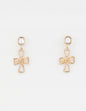 Worn Gold Hammered Cross 1.5" Drop Earring