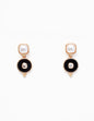 Square Pearl and Black Circle 1" Drop Earring