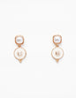 Square Pearl and White Circle 1" Drop Earring