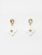 White Rhinestone Stud with Pearlized Clover .5" Earring