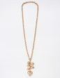 Gold 32" Necklace with Gold Heart Charms Drop Necklace