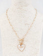 Gold Chain with Toggle and Pearlized Heart Charm