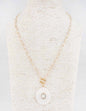 Gold 16"-18" Necklace with White Pearlized Oval Charm