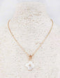 Gold 16"-18" Necklace with White Pearlized Clover Charm