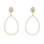 Gold Pave Circle with Teardrop 2" Earring