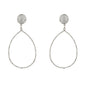 Silver Pave Circle with Teardrop 2" Earring