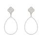 Silver Pave Clover with Teardrop 2" Earring