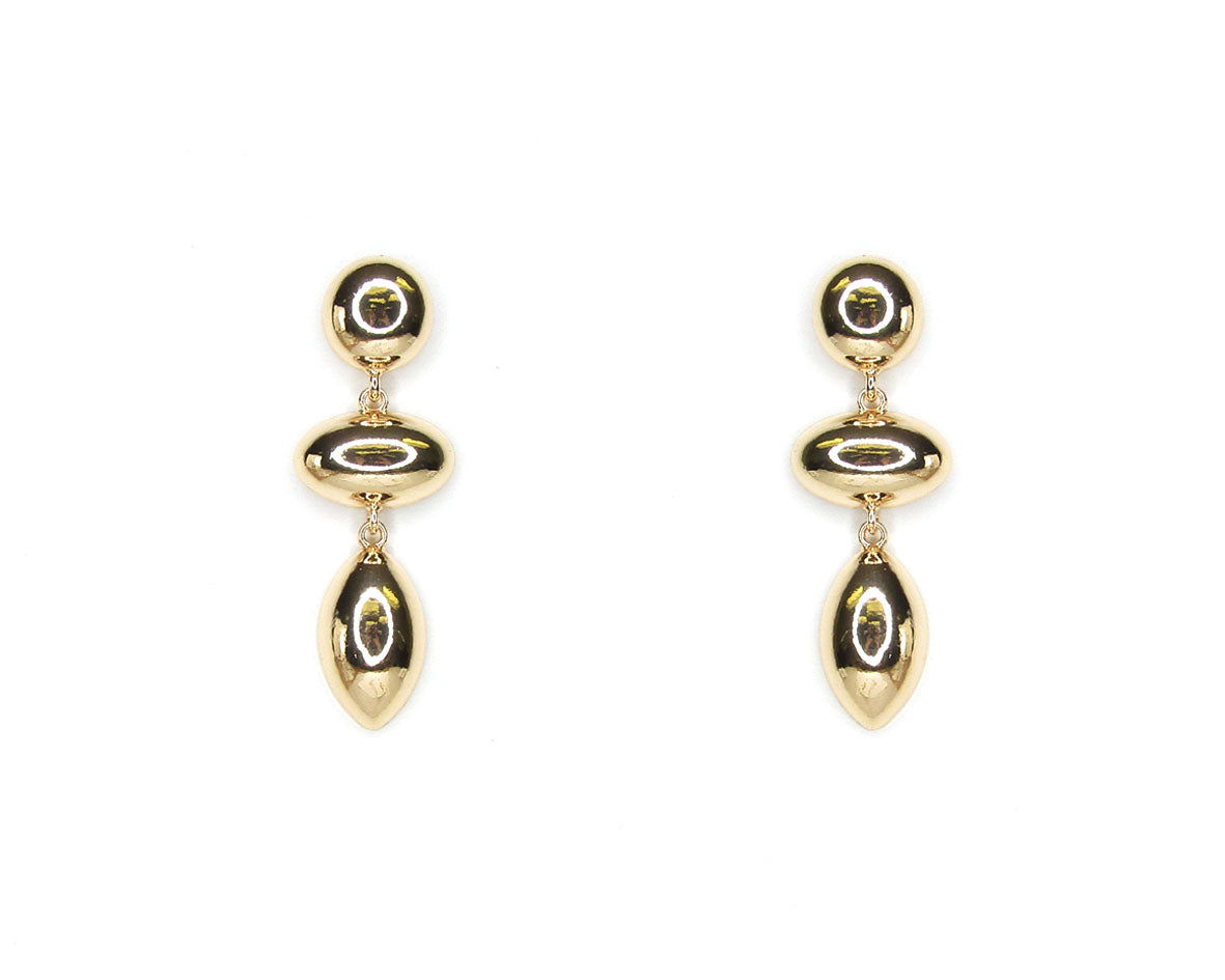Gold Geometric Triple Drop 2" Earring