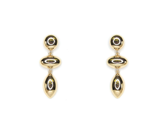 Gold Geometric Triple Drop 2" Earring