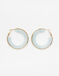 Natural Blue Acrylic Hoop with Gold Accent 1.5" Earring