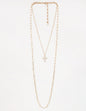 Gold Layered 32" Chain with Rhinestone Cross 18" Necklace