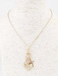 Gold Hammered Heart and Cross Charm 16"-18" Necklace