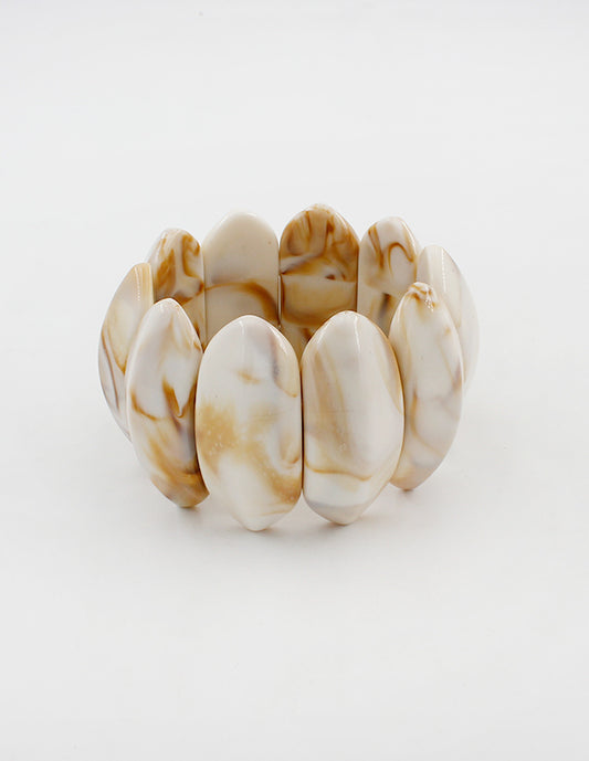 Natural Cream Acrylic 1.25" Stretch Bracelet