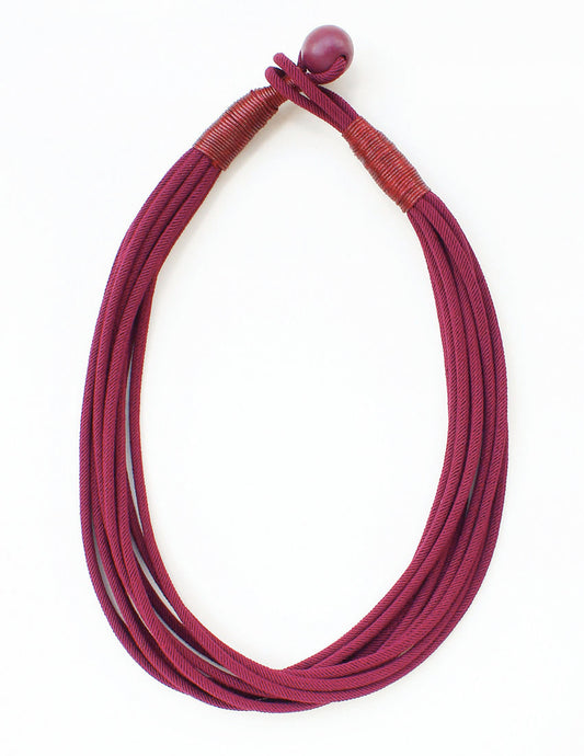 Maroon Rope Textured Multi Strand 16"-18" Necklace