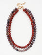 Maroon and Grey Natural Stone 8mm Beaded  16"-18" Necklace