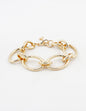 Gold Hammered Open Circle Chain Bracelet