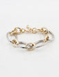 Gold and Silver Hammered Open Circle Chain Bracelet