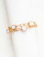Gold Open Chain with White Opal Diamond Stones Double Layered Bracelet