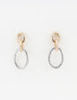 Gold and Silver Thick Textured Open Circle 2" Drop Earring