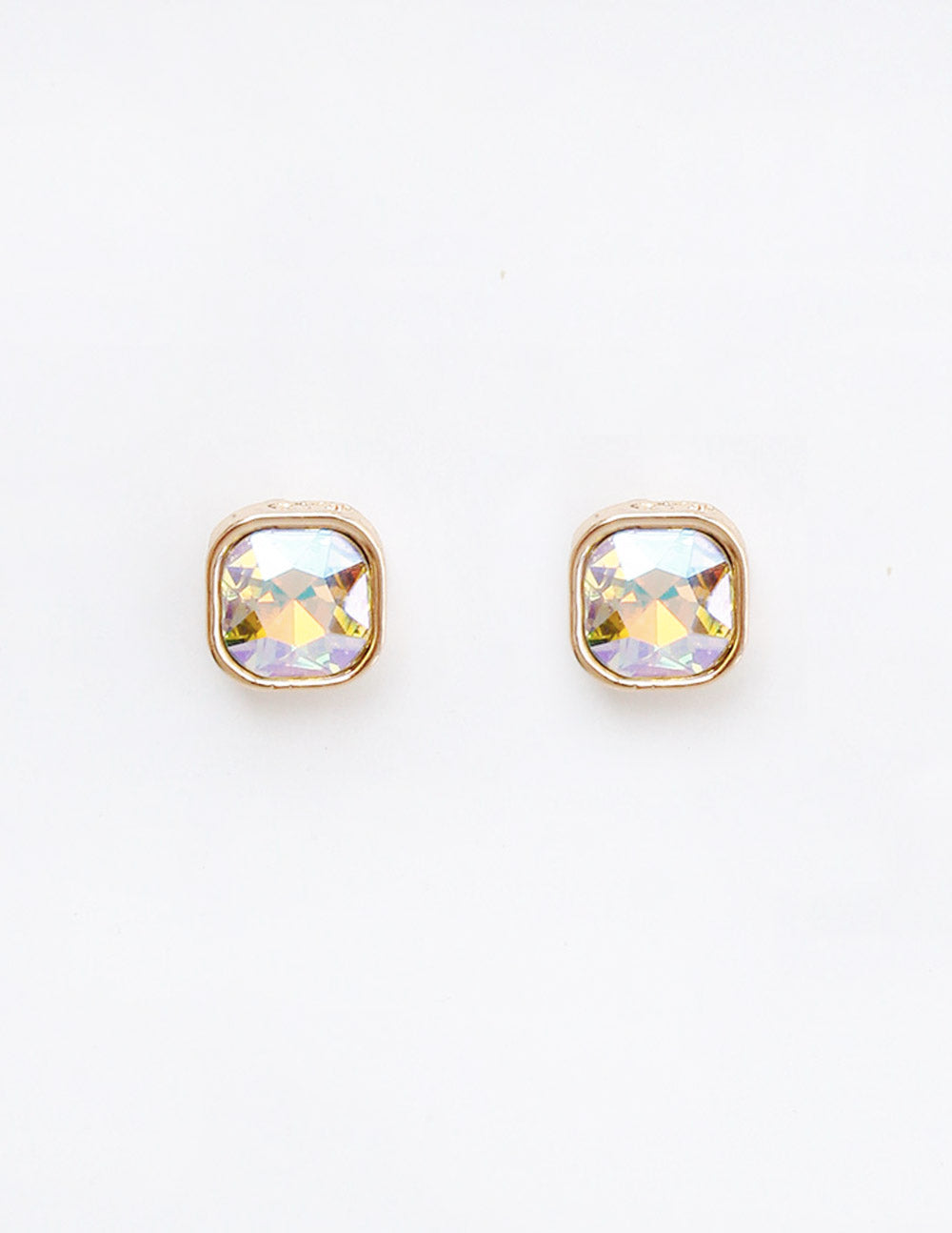 AB Crystal Square Stud .5" Earring