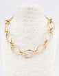 Gold Hammered Textured Open Circle Chunky 16"-18" Necklace