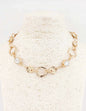 Gold Textured Necklace with Clear Stone 16"-18" Necklace
