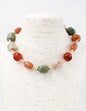 Gold Tube Beaded with Multi Color Green, Red, and Natural Stone 18" Necklace