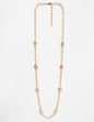 Gold Textured Chain with AB Crystal 32" Necklace