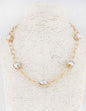 Gold Textured Chain with Teardrop AB Stone Accents 16"-18" Necklace