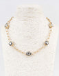 Gold Textured Chain with Teardrop Black Diamond Stone Accents 16"-18" Necklace